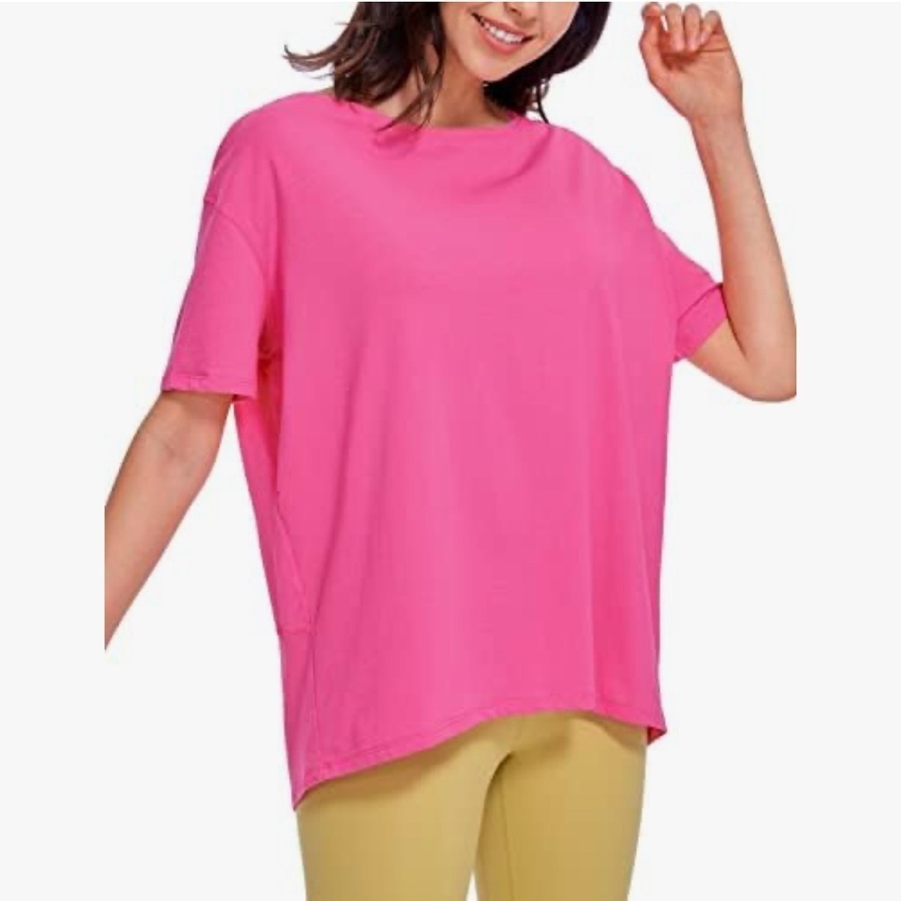 CRZ YOGA Women's Pima Cotton Short Sleeve Shirt Loose Workout T-Shirt Athletic M